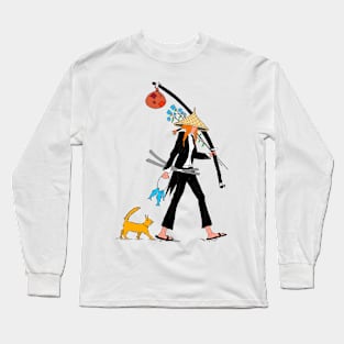 Samurai Girl & Kitten Long Sleeve T-Shirt